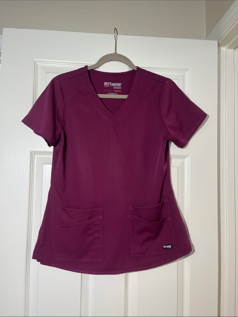 Grey's Anatomy Short Sleeve V-Neck Scrub Top - Plum